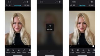 Screenshots from Facetune of iMore author Becca Caddy photos