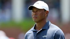 Tiger Woods looks on during the US Open