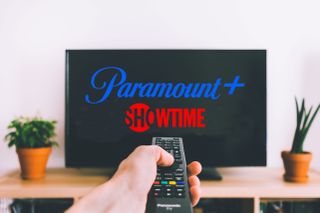 A blank TV with a Paramount Plus and Showtime logos