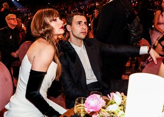 Taylor Swift and Jack Antonoff attend the 66th GRAMMY Awards on February 04, 2024 in Los Angeles, California.