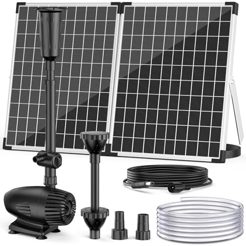Nfesolar 55w Solar Fountain Pump, 580gph Solar Pond Pump With Dry-Run Protection, Foldable Solar Panel, 16.5ft Cord, 10ft Extension Cable, Pvc Tubing for Outdoor Ponds, Waterfall, Garden, Hydroponics
