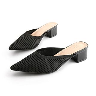 Tijn Heels,pointed Toe Mules for Momen With Low Heel, Breathable Mesh Knit Slip on Flat Sandals,helka,9