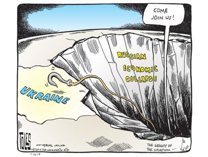 Political cartoon Russia economy Ukraine world