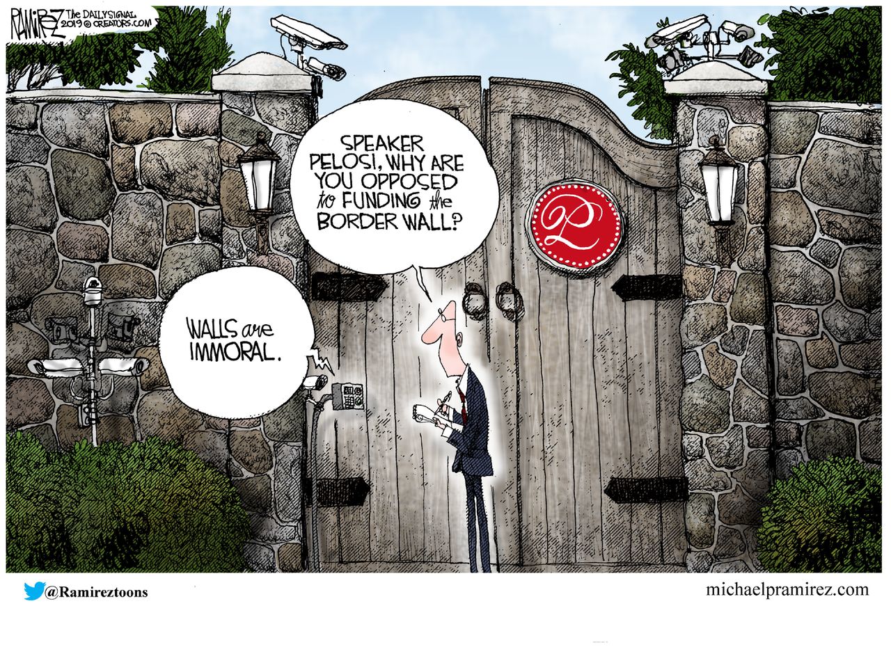 Political cartoon U.S. Nancy Pelosi Trump wall&amp;amp;nbsp;