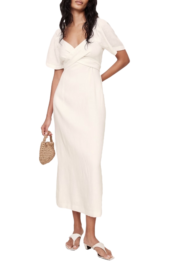 Linen Sweetheart Long Midi Dress