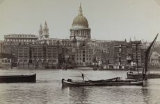 Black and white image of old London and St Paul's