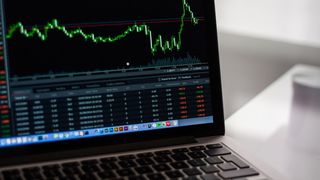 Financial data on laptop screen