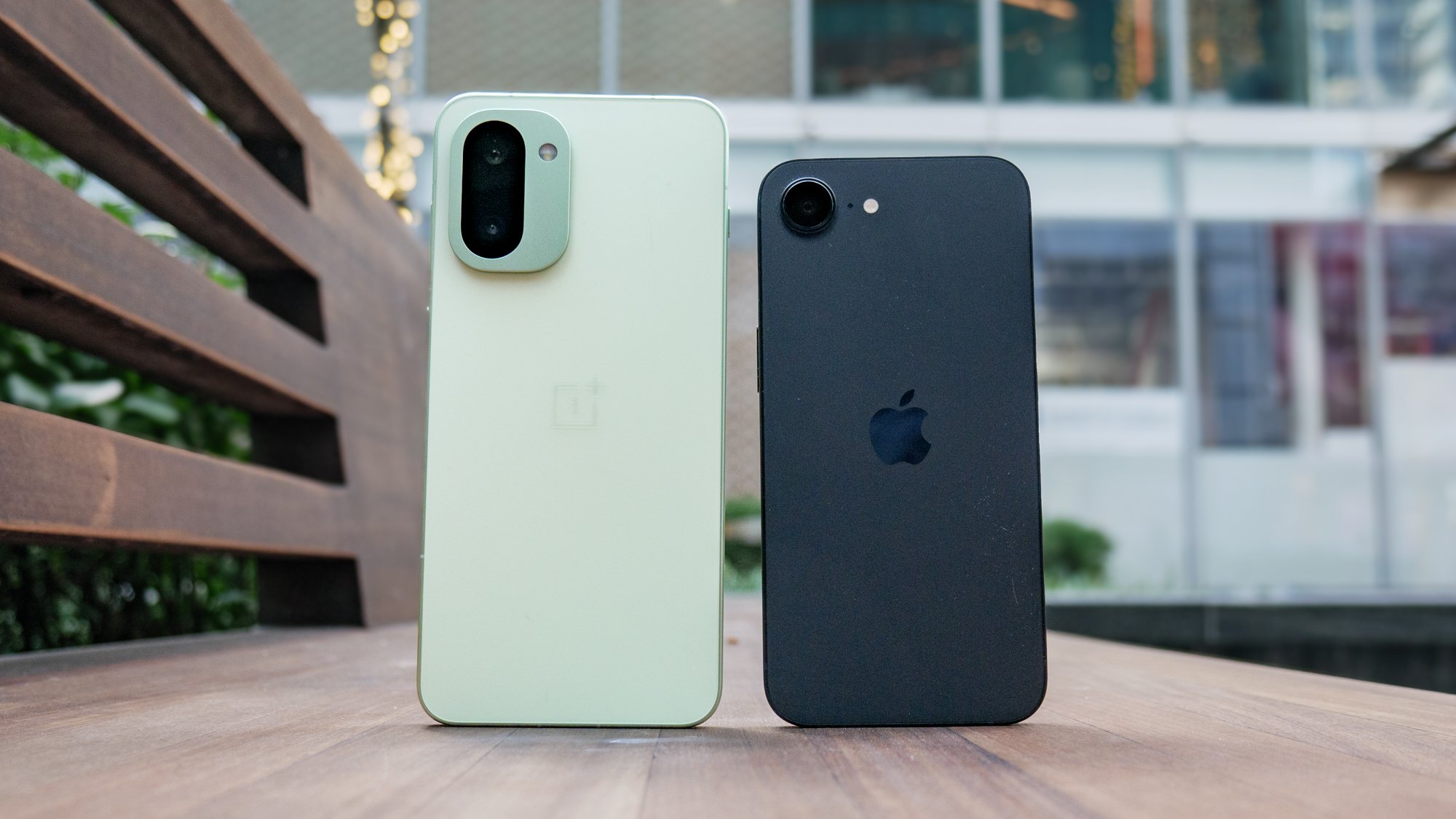 OnePlus 15R vs iPhone 16e designs.