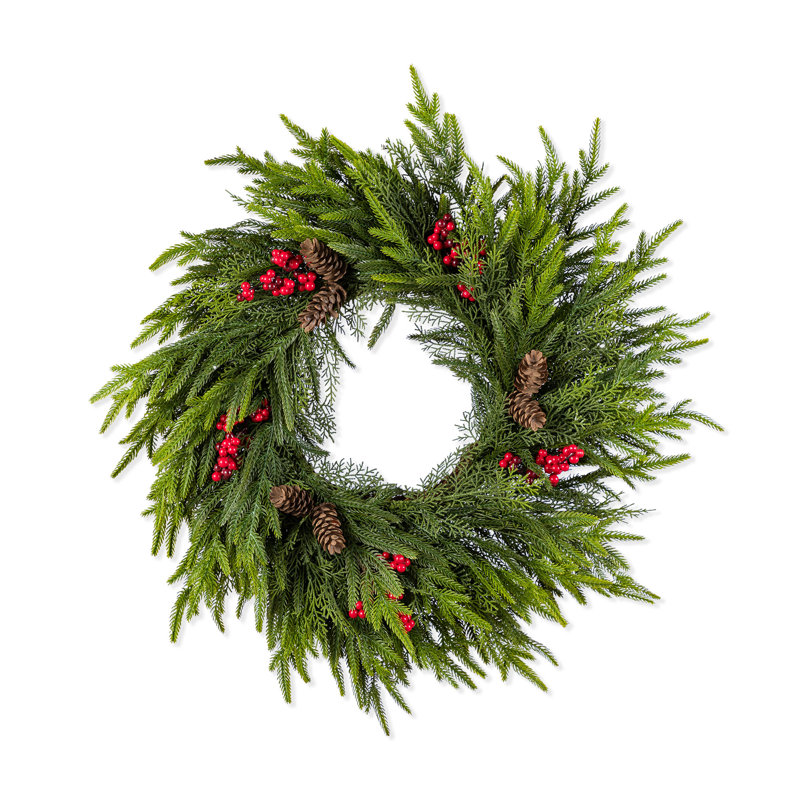 The Holiday Aisle&amp;reg; 24"d Christmas Pe Dripping Wreath With Pinecones and Red Berries &amp;amp; Reviews | Wayfair