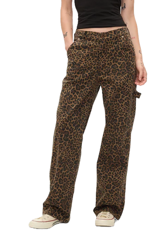 Mid Rise &#39;90s Loose Cheetah Cargo Jeans