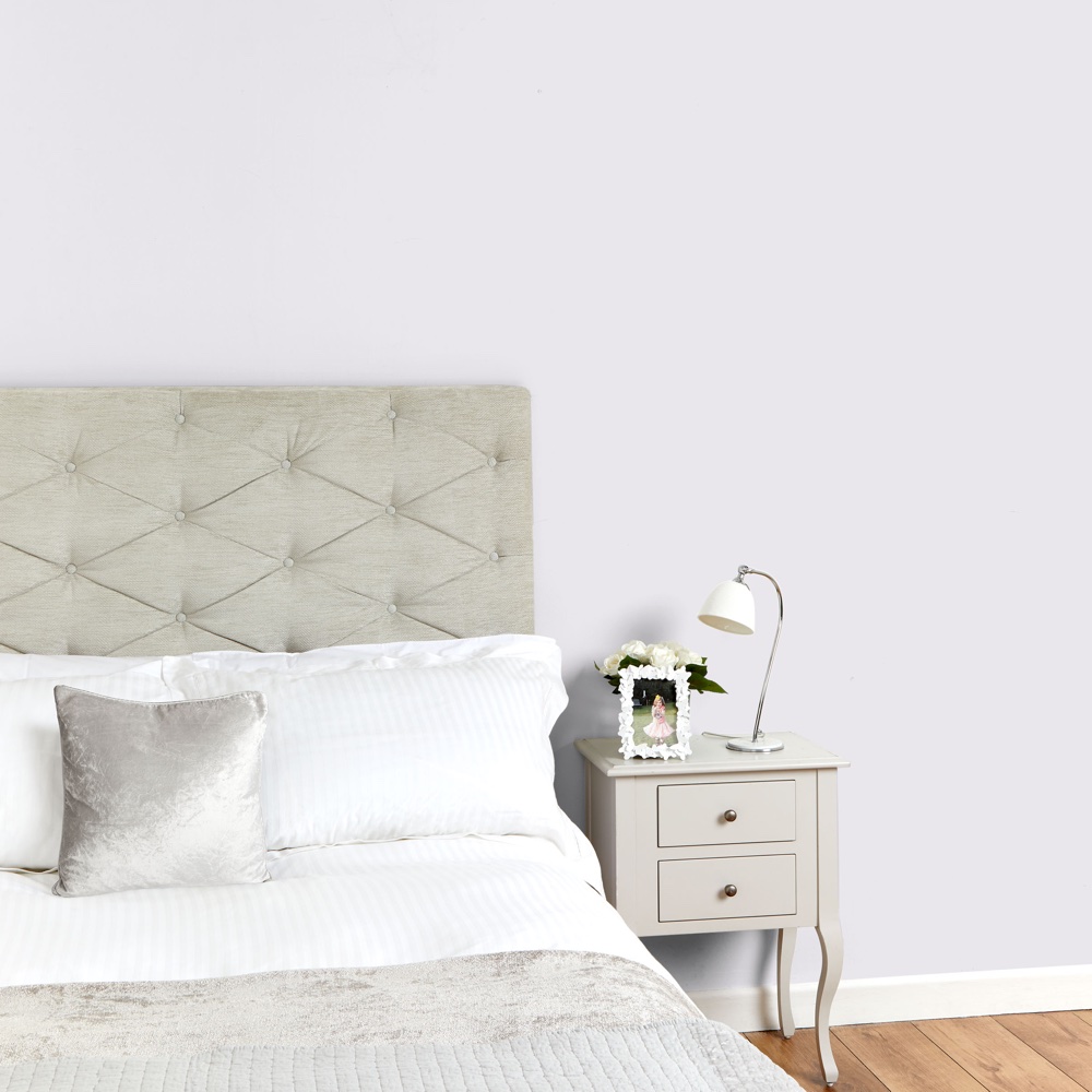 bedroom with dove grey colour wall and wooden floor