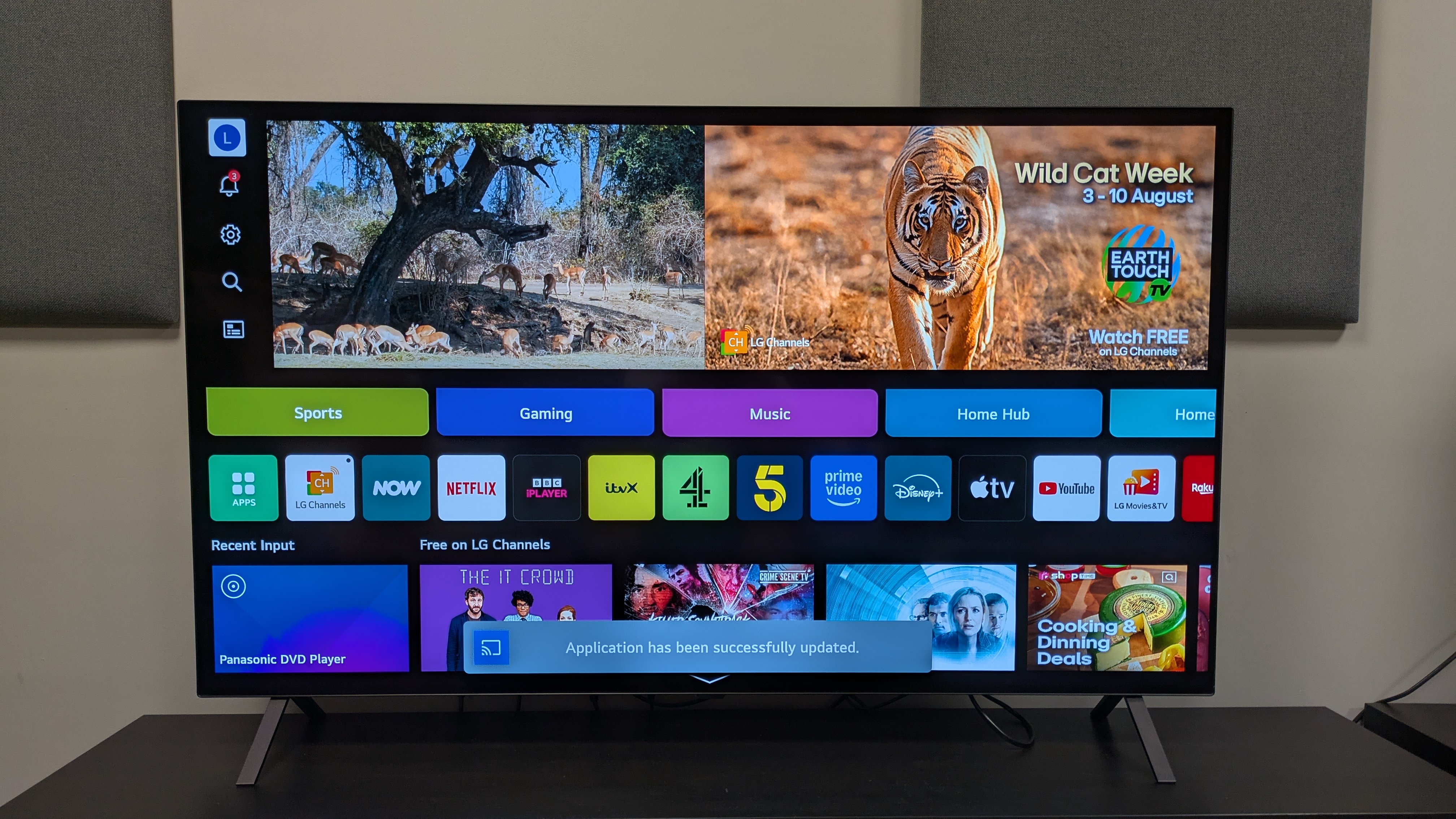 LG B5 OLED TV with webOS 25 home page on screen