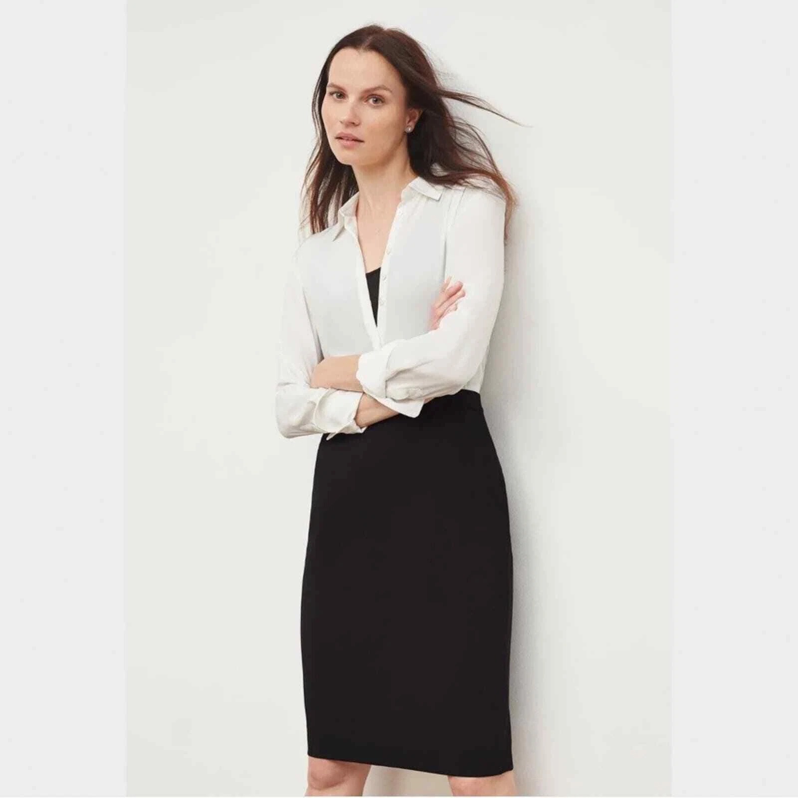 Yves Saint Laurent, Wool Knee-Length Pencil Skirt, in Black