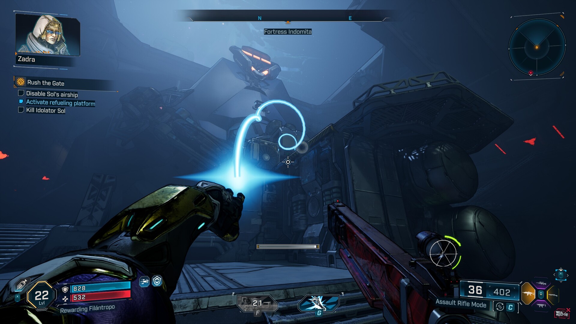 Borderlands 4 screenshot of the lasso in action.