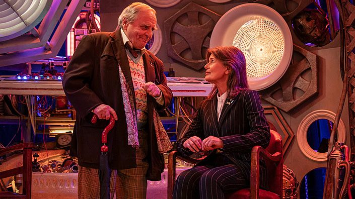 Sylvester McCoy and Sophie Aldred on the set of Doctor Who: Tales of the TARDIS