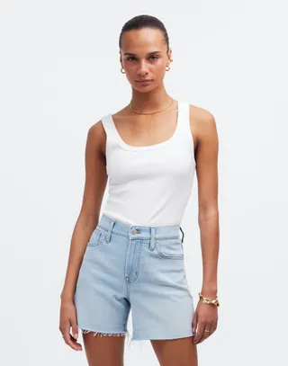 Madewell + The Perfect Vintage Jean Short in Fitzgerald Wash: Raw-Hem Edition