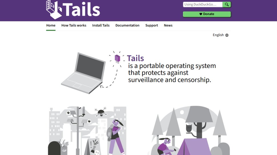 Website screenshot of Tails (August, 2025)
