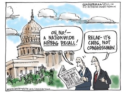Political cartoon Congress airbag recall