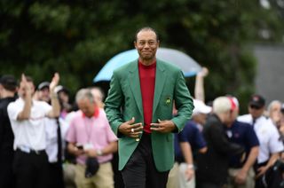 Tiger wears the Green Jacket at The Masters