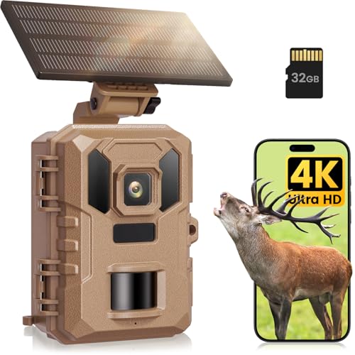 Vidvis Wildlife Camera - 4k 64mp Wifi Trail Cameras With Night Vision Motion Activated Waterproof Ip66 With 32gb Sd Card, Garden Camera Solar Power, Built-In Rechargeable Battery, 0.2s Trigger