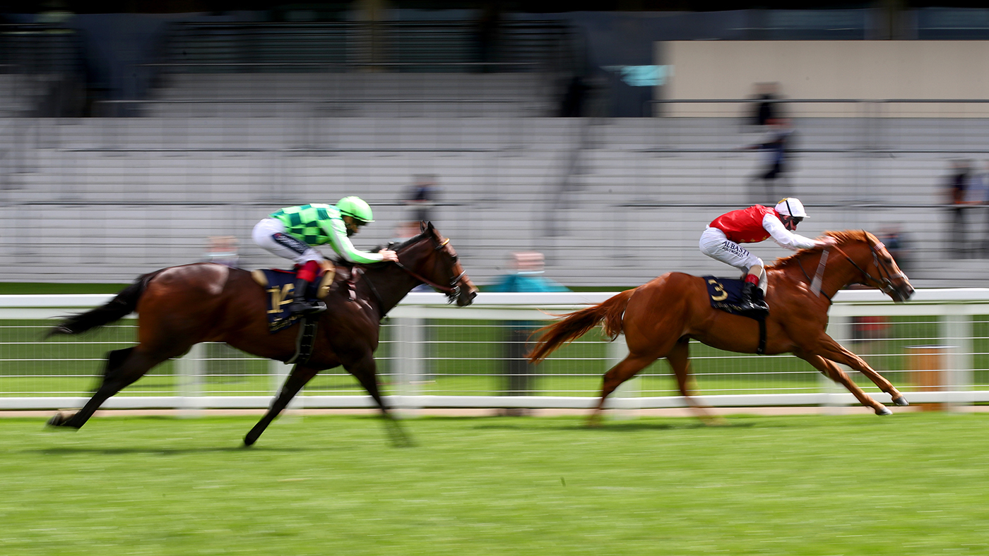 Funny racehorse names ASCOT, ENGLAND - JUNE 19: Golden Horde ridden by Adam Kirby competes in the Commonwealth Cup race during Day Four of Royal Ascot at Ascot Racecourse on June 19, 2020 in Ascot, England. (Photo by Julian Finney/Getty Images)