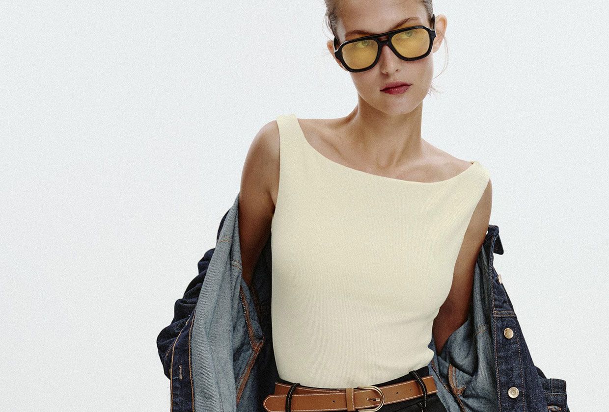 Model wearing fashionable Zara clothing.