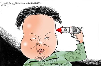 Political cartoon U.S. Kim Jong-un North Korea nuclear missiles