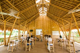 Sumba Hospitality Foundation interior with bamboo ceiling structure