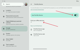 Set up Find My Device on Pixel Tablet
