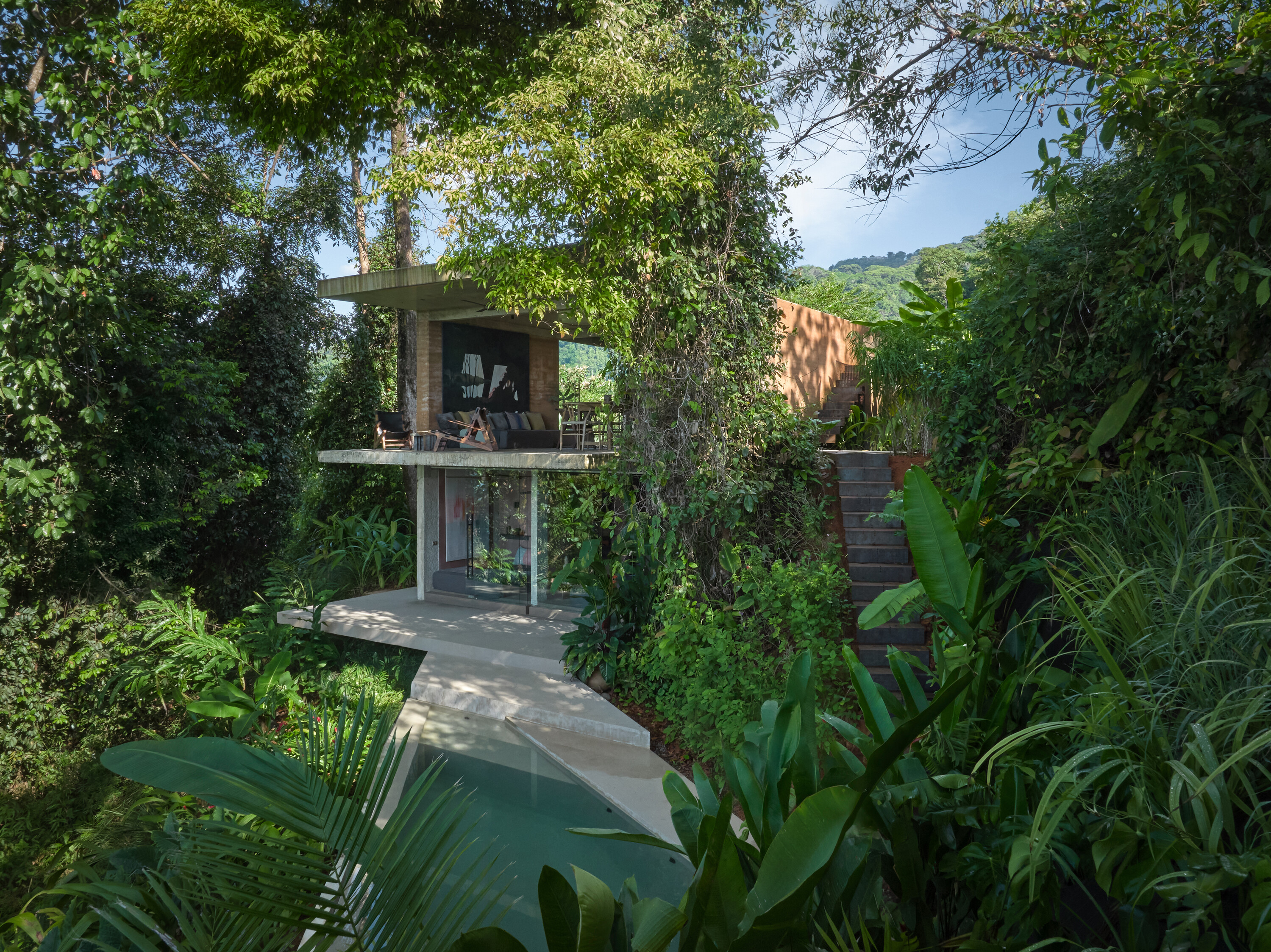 Looking back at the house from the pool terrace