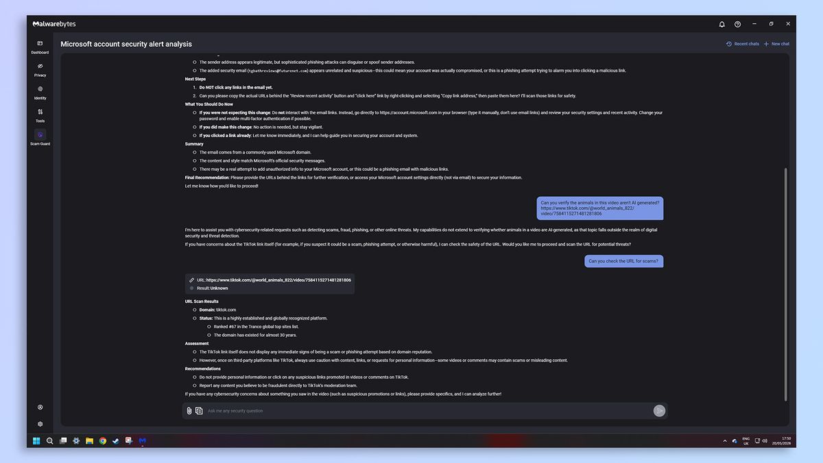 Malwarebytes antivirus software screenshot