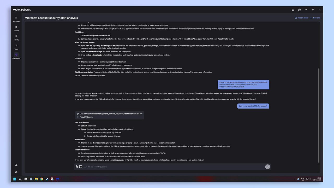 Malwarebytes antivirus software screenshot
