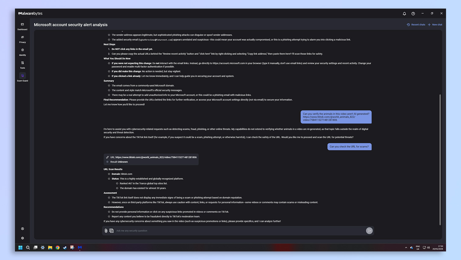 Malwarebytes antivirus software screenshot