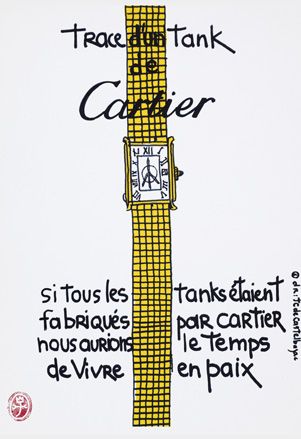 A 1994 sketch of the Tank watch by couturier Jean-Charles de Castelbajac.