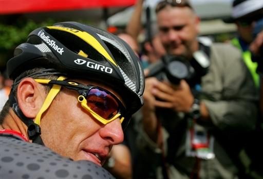 Lance Armstrong faces the cameras on stage 3.