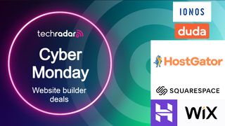 Cyber Monday text next to logos for popular website builders