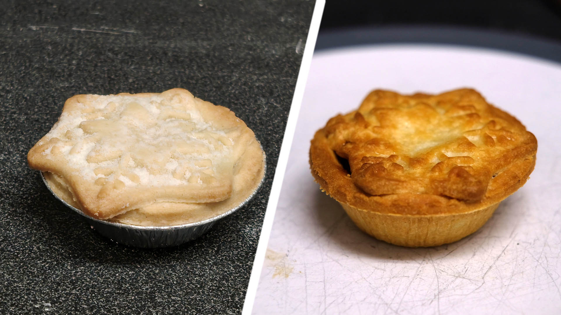 A mince pie before and after air frying