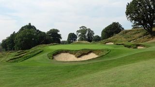 The par-3 17th at Royal Wimbledon - the final one of four excellent and very attractive short holes