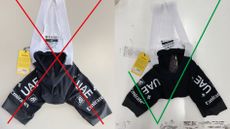 Two pairs of UAE Emirates bib shorts - a Pissei mistake