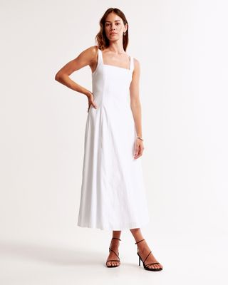 The A&f Mila Fit & Flare Stretch Midi Dress