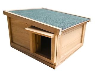 Unibos | Luxury Hedgehog House | Hedgehog Feeding Station | Hedgehog Hibernation Shelter | Hedgehogs Wooden Houses | Safe & Secure Predator Proof | Pitched Roof | Waterproof | 45x41x26.2cm