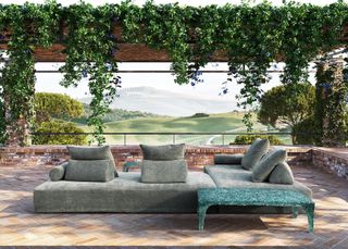 Milan Design Week Edra Every Place indoor outdoor sofa in green