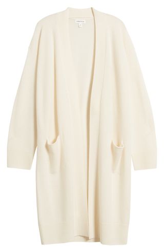 Nordstrom Long Open Front Wool & Cashmere Cardigan 