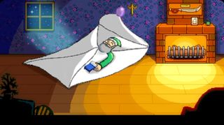 Stardew Valley mod - grandpa tucked into a giant envelope.