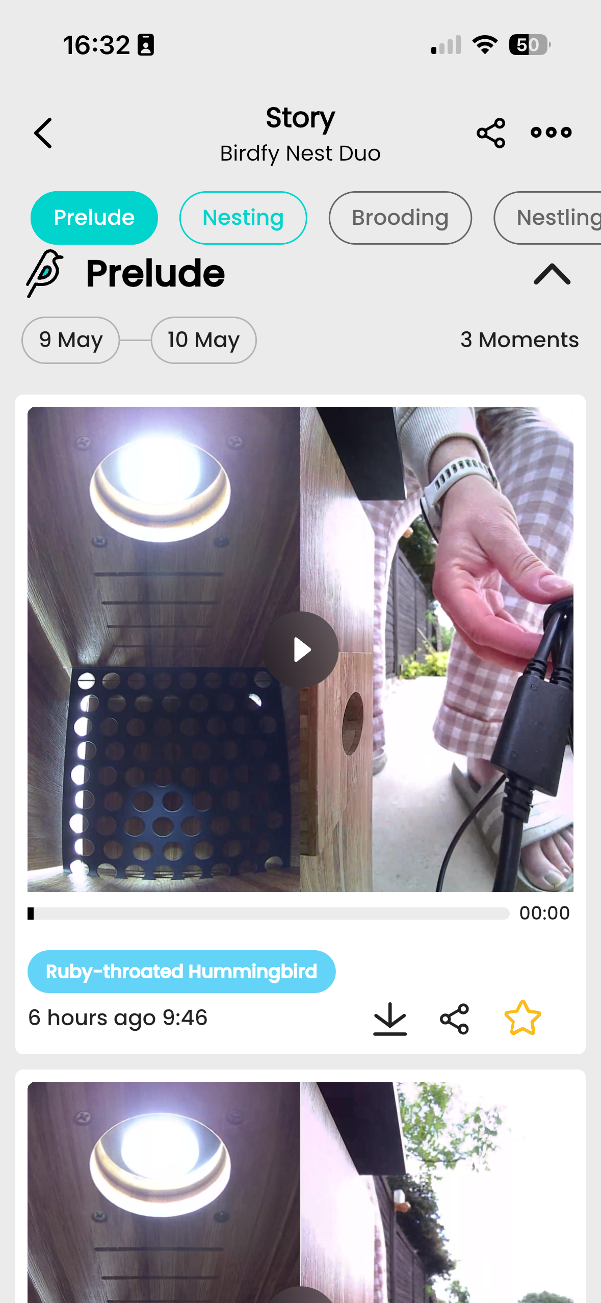 Screenshots from the Birdfy App