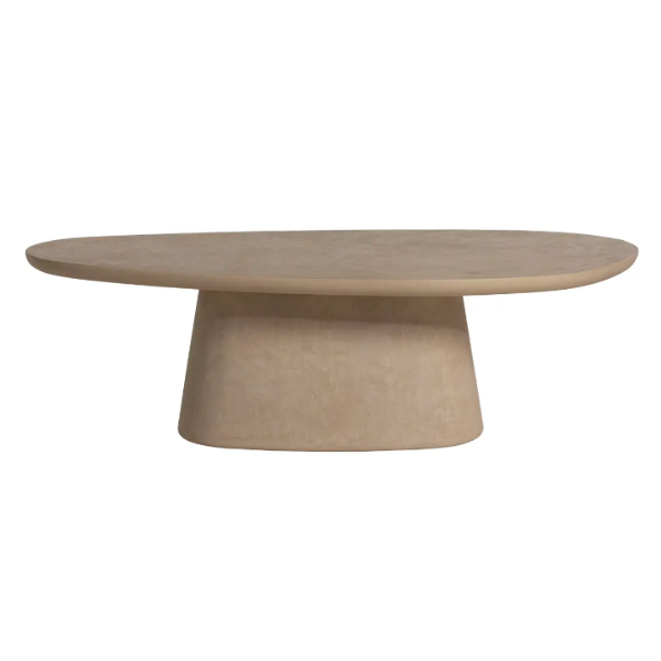 Capella Neutral Faux Stone Oval Coffee Table