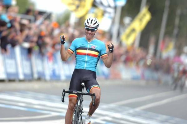 Philippe Gilbert (Belgium) celebrates winning the world title