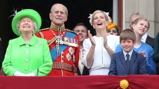 Queen Elizabeth II, Prince Philip, Duchess Sophie, James, Earl of Wessex and Lady Louise Windsor attend the Trooping the Colour 2016