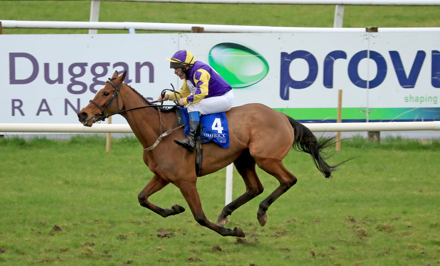 Jockey William Burke, aged 66, onboard Teuchters Glory wins the last race of the day, The Good Luck To All Irish Runners In Cheltenham