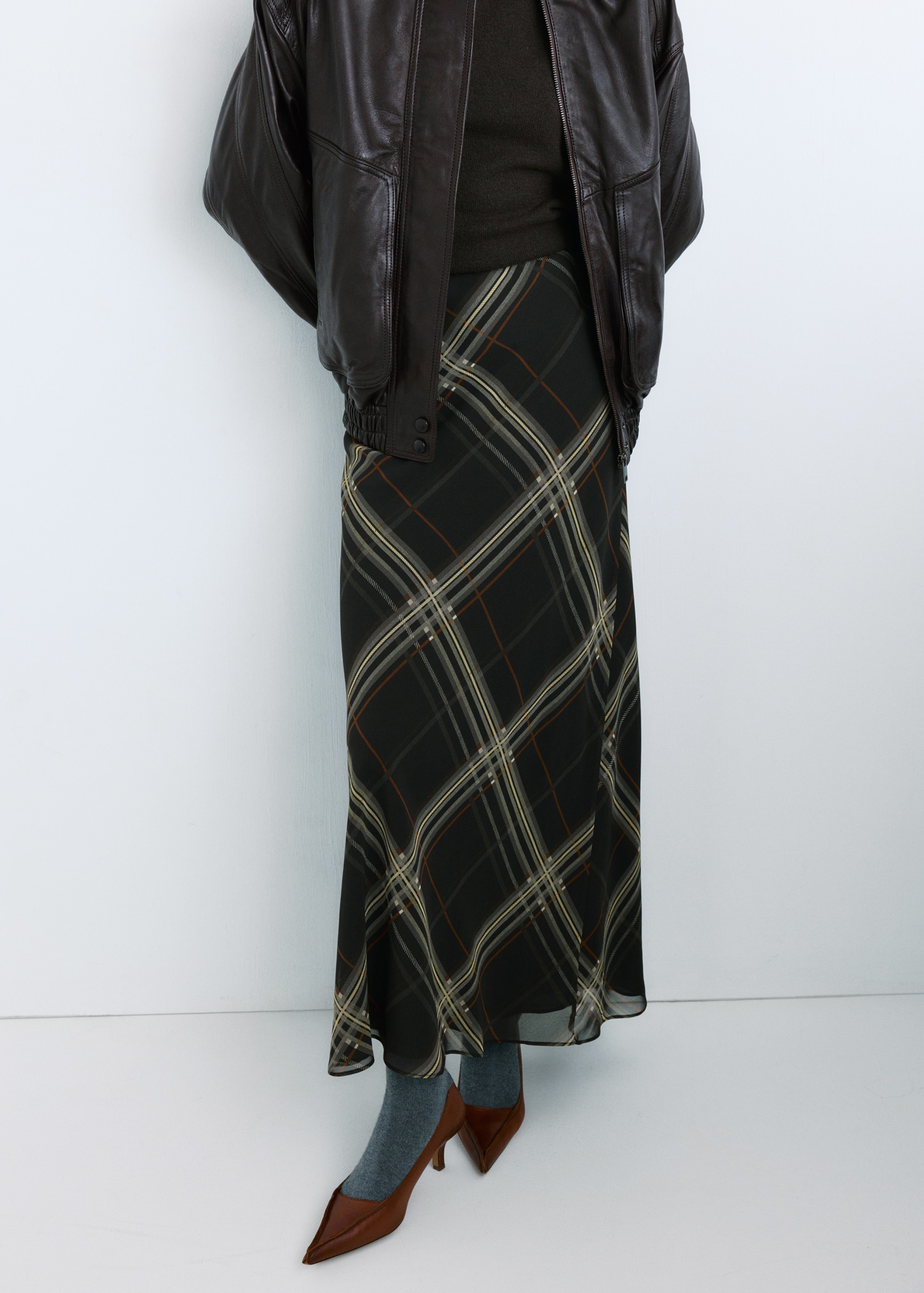 Checked Long Skirt - Women | Mango Usa